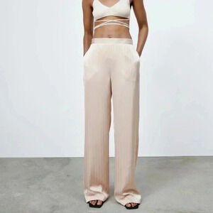 NWOT/Zara-Pinstripe satin trousers